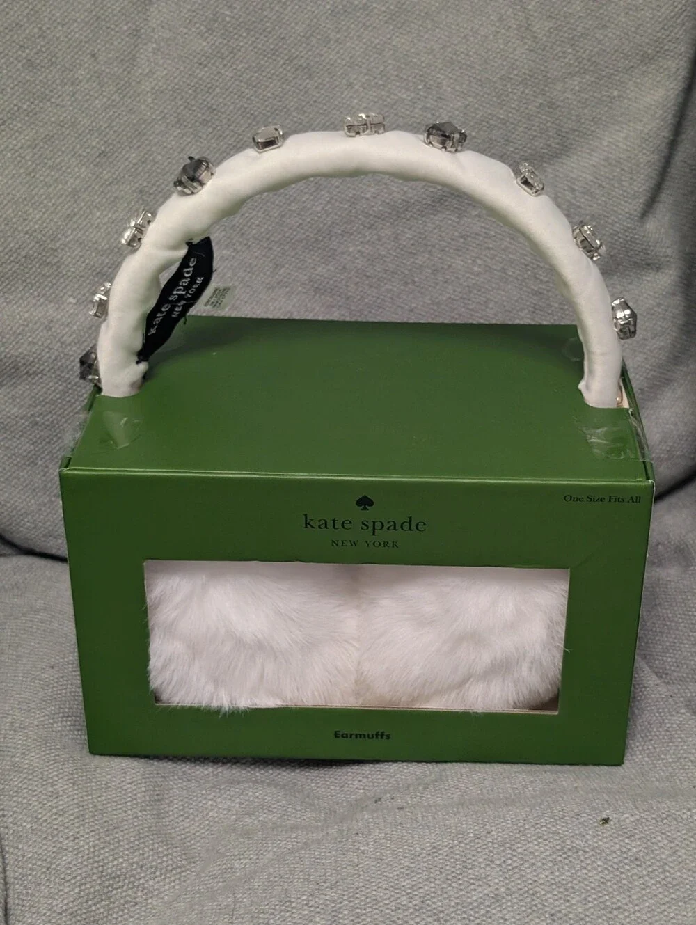 Kate spade new york White Faux Fur Rhinestone Embellished Ear Muffs